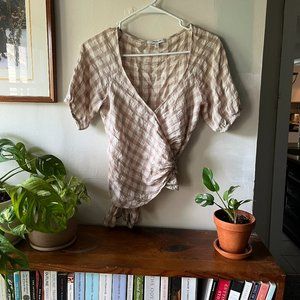 Madewell Sweetheart Wrap Top in Gingham Check